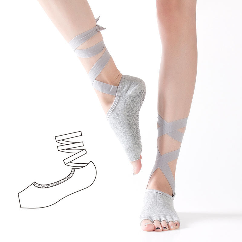 Professional Non-Slip Pilates Yoga Socks with Straps and Separate Toes