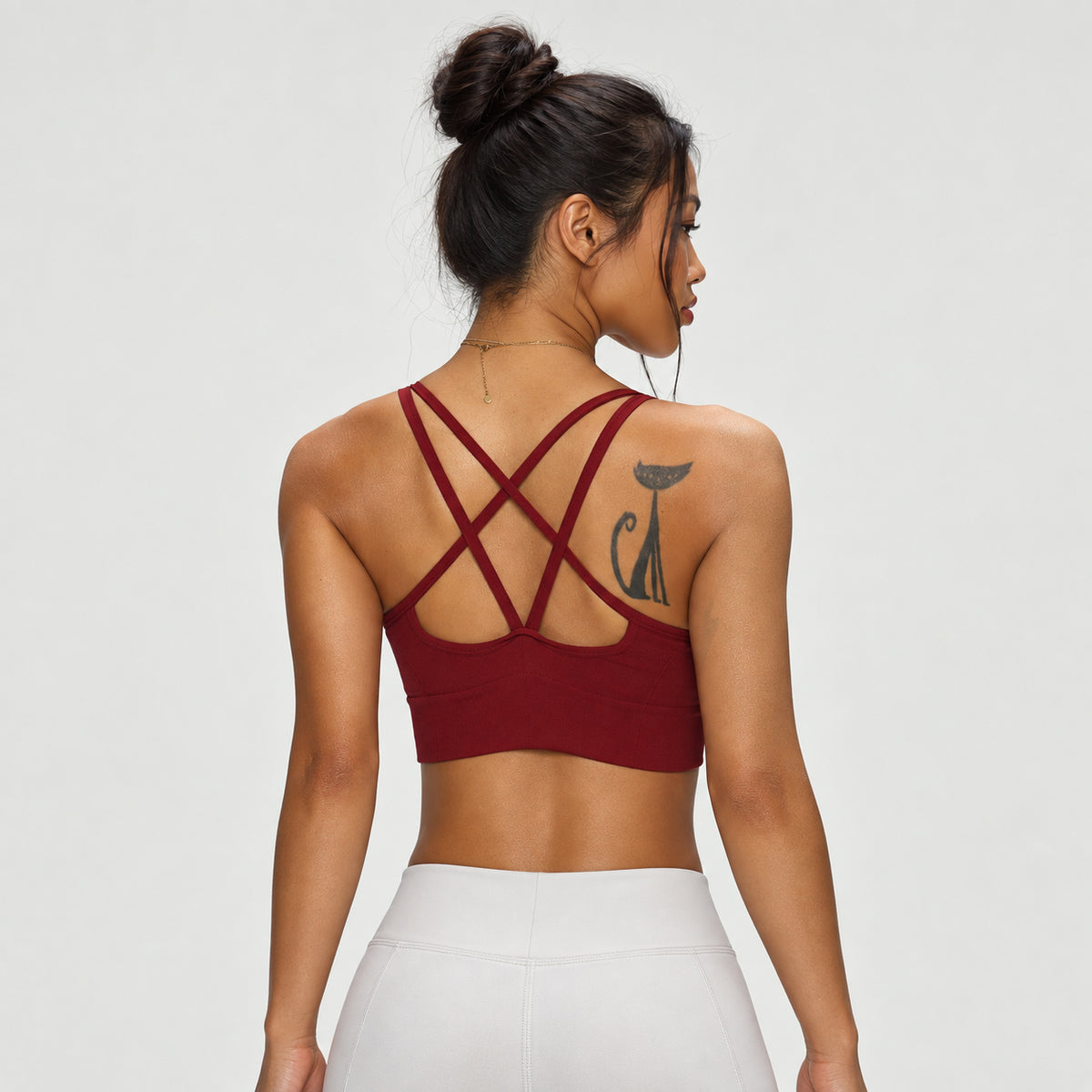 Quick-dry, breathable, "naked-feel" yoga sports bra with a beautiful back design.
