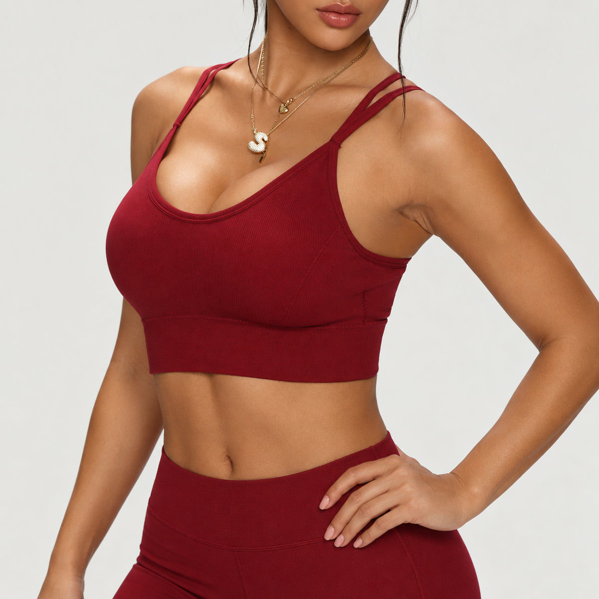 Quick-dry, breathable, "naked-feel" yoga sports bra with a beautiful back design.