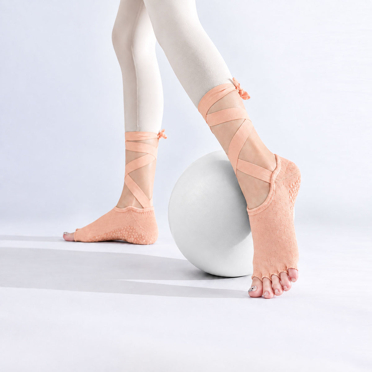 Professional Non-Slip Pilates Yoga Socks with Straps and Separate Toes