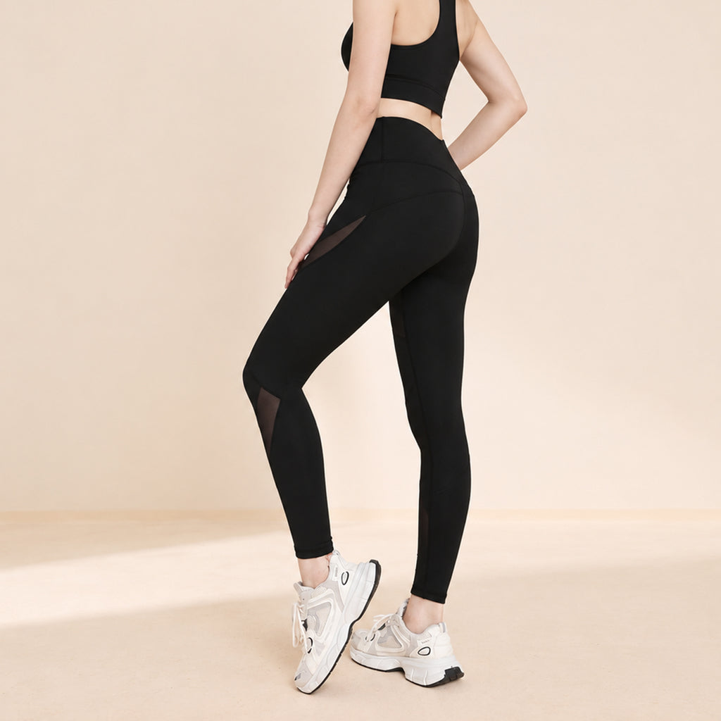 High-waisted, butt-lifting, slimming, form-fitting athletic leggings suitable for outdoor wear and workouts.