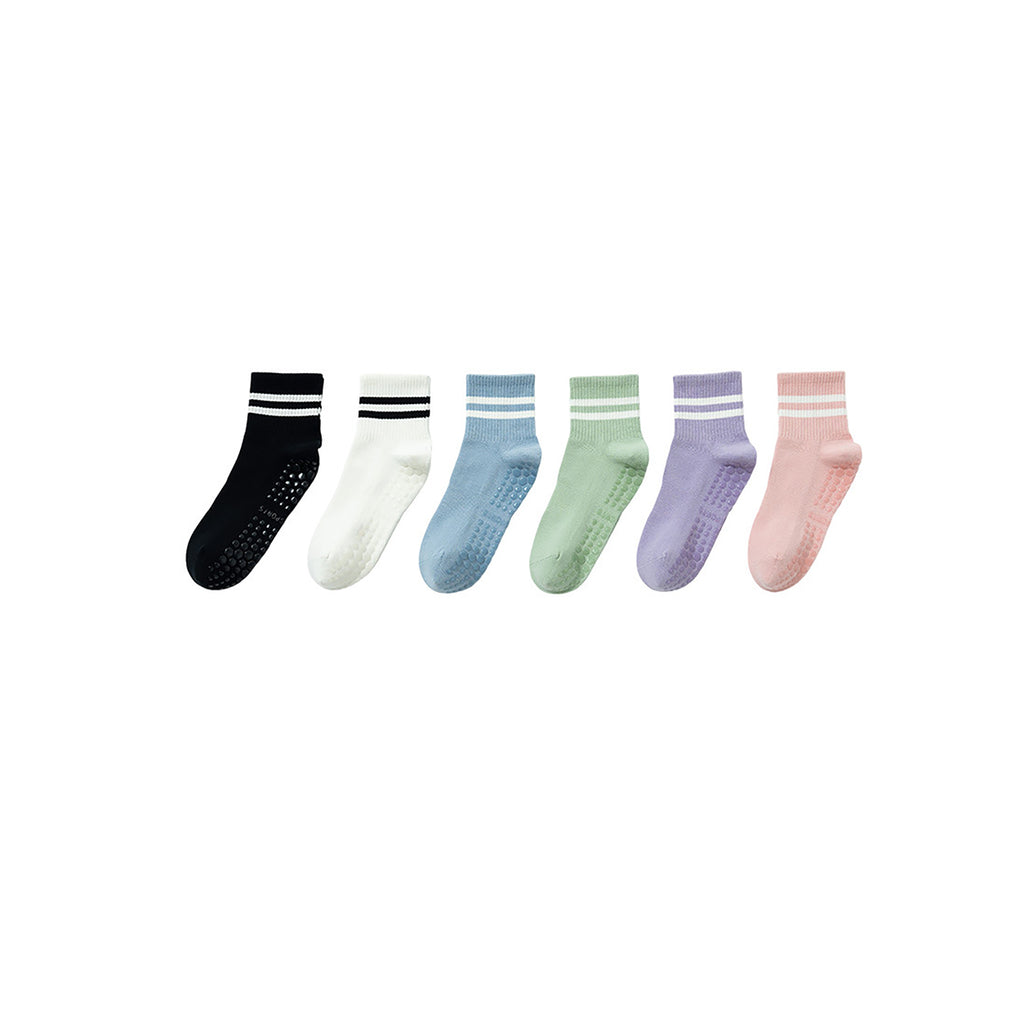 Professional Mid-Calf Cotton Yoga Socks – Non-Slip Silicone & Anti-Pilling