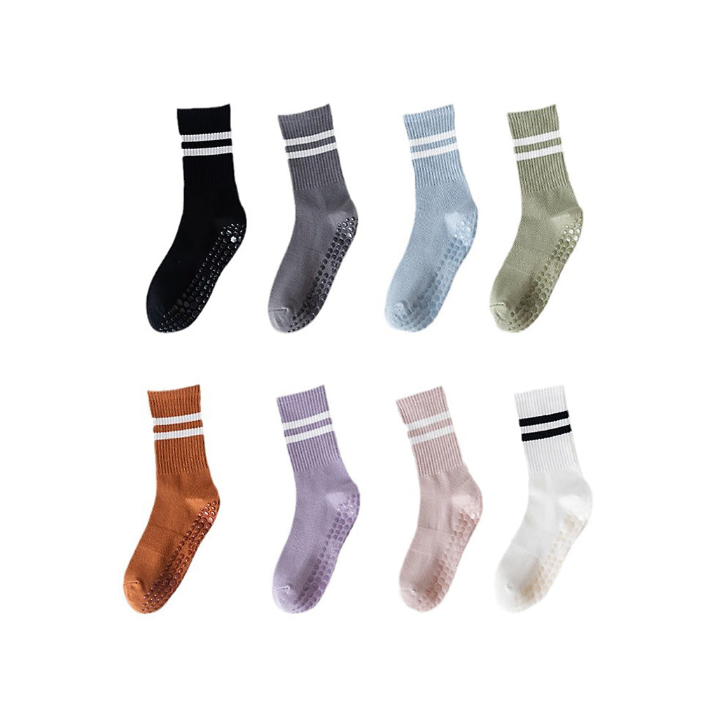 Professional Non-Slip Yoga Socks – Crew-Length with Anti-Slip Silicone Soles for Fitness and Pilates
