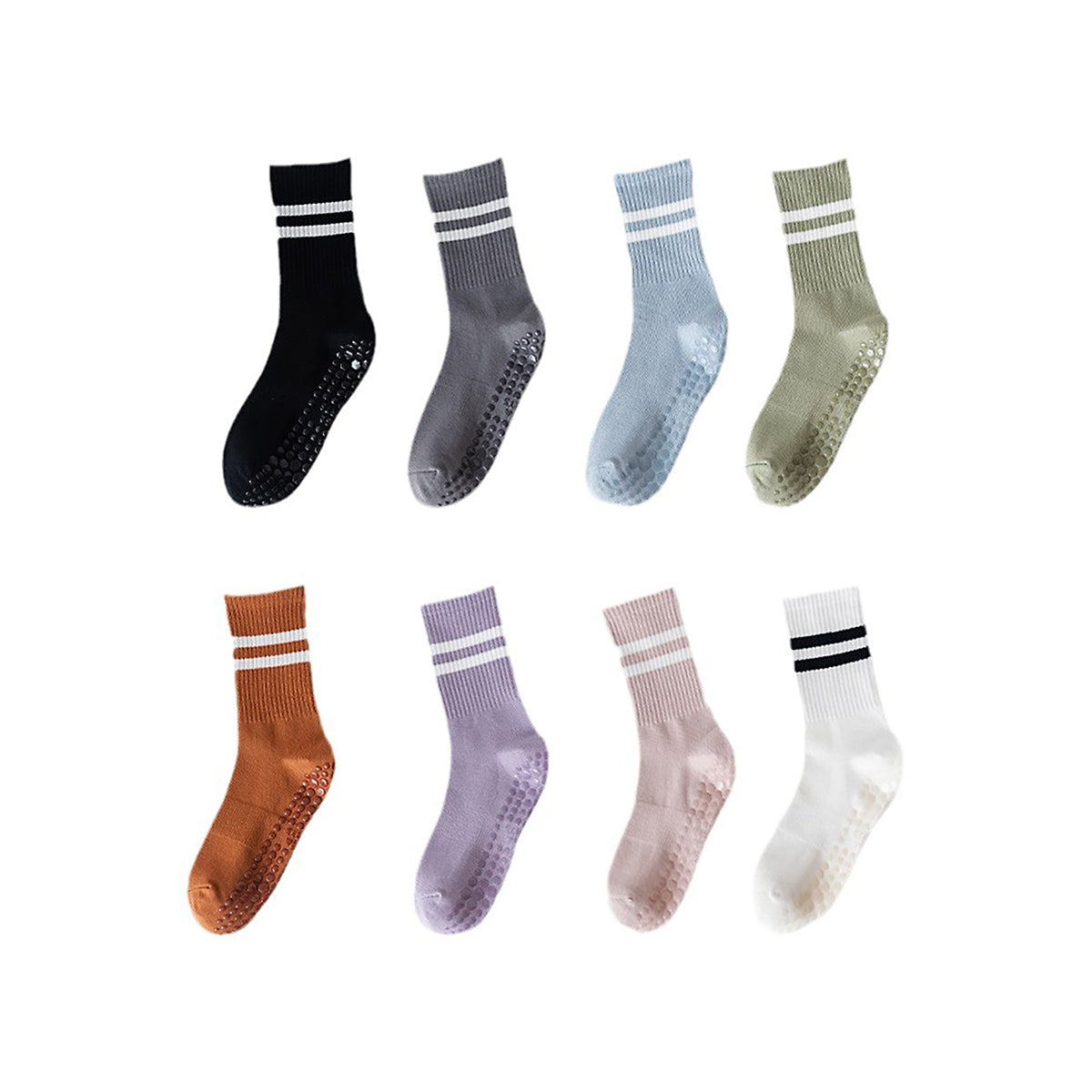Professional Non-Slip Yoga Socks – Crew-Length with Anti-Slip Silicone Soles for Fitness and Pilates