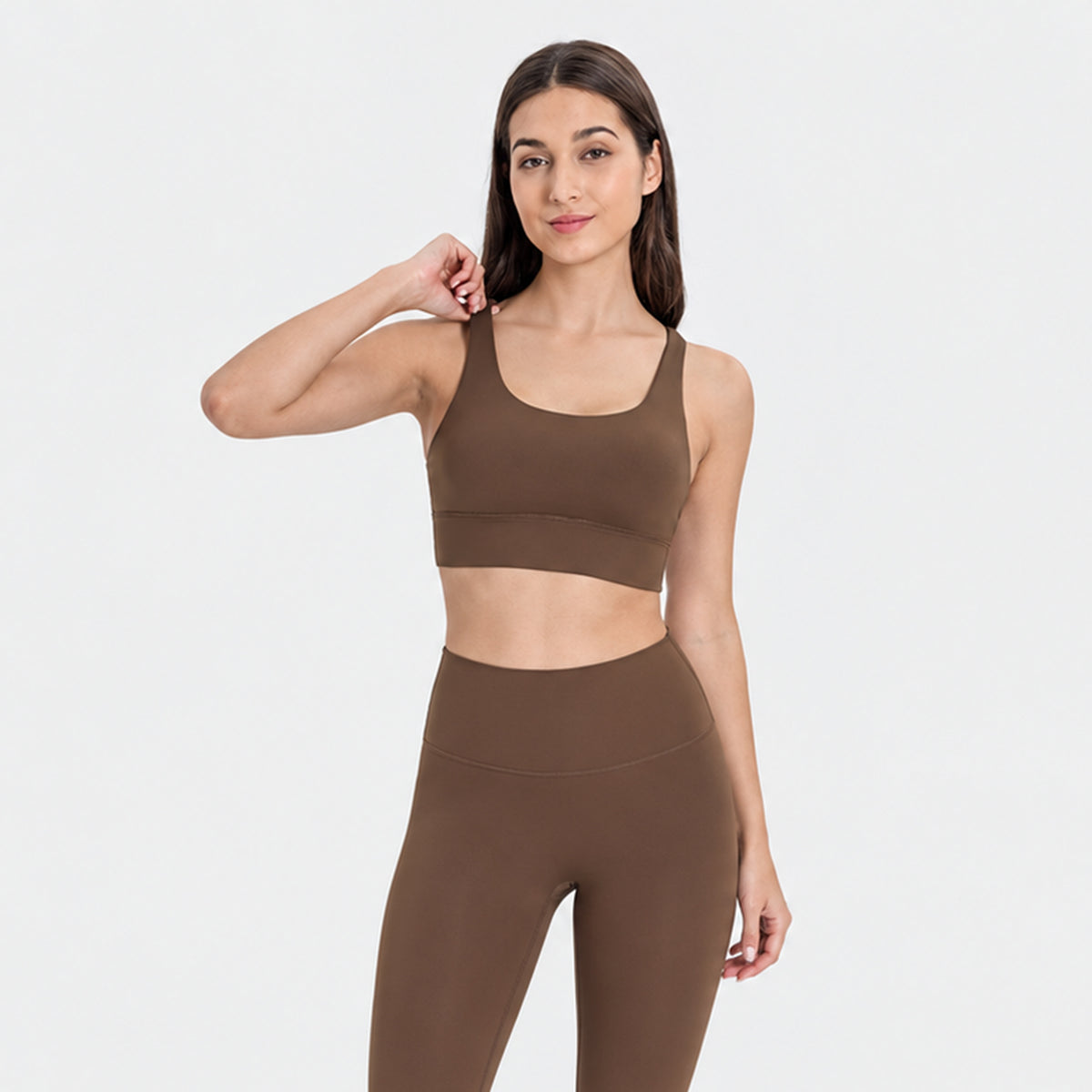 High-Impact Yoga Sports Bra with Crisscross Back – Double-Sided Brushed "Nude-Feel" Fabric, Shock-Absorbing & Push-Up Support