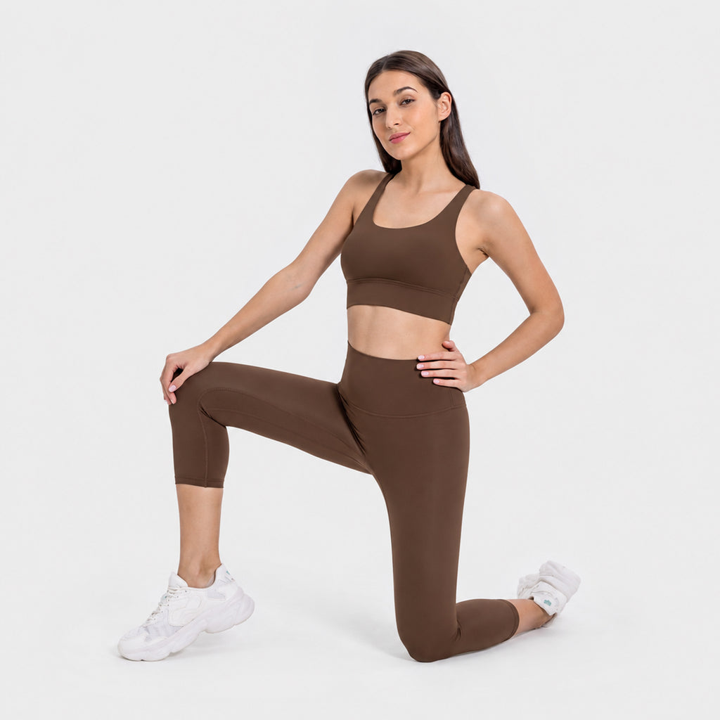 High-Impact Yoga Sports Bra with Crisscross Back – Double-Sided Brushed "Nude-Feel" Fabric, Shock-Absorbing & Push-Up Support
