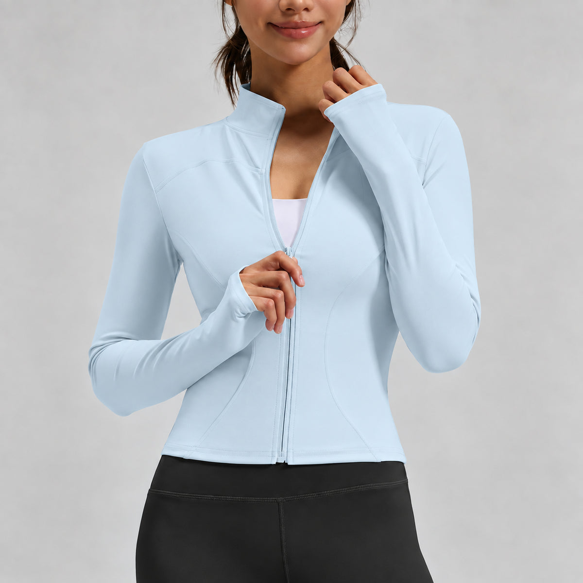 Women's Long-Sleeve High-Stretch Athletic Jacket for Fitness and Yoga