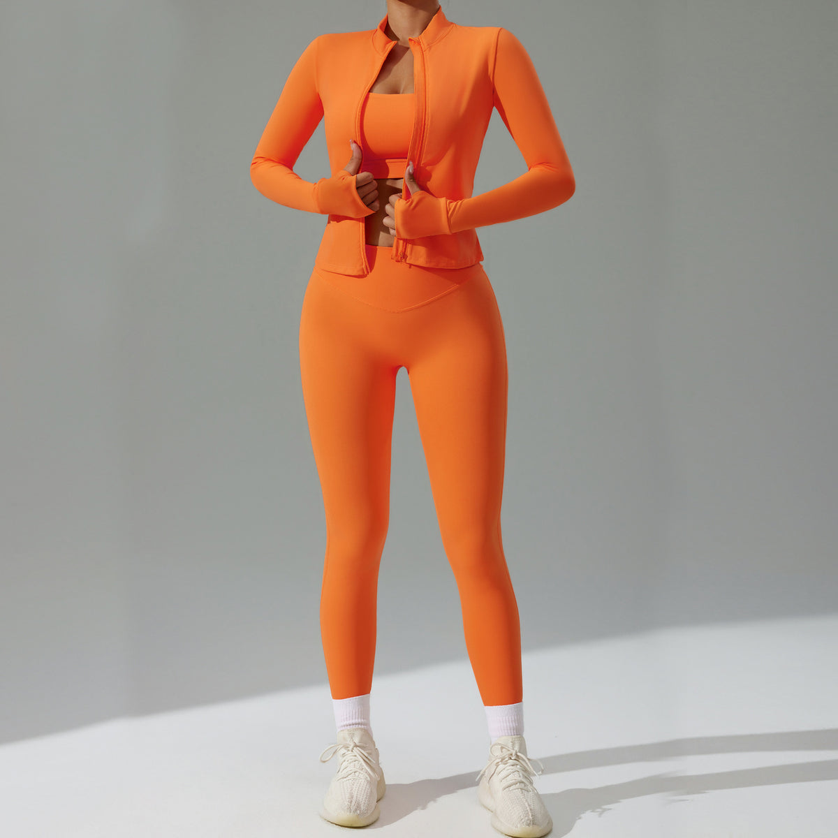 New Fitted Yoga Set: 3-Piece Quick-Dry Fitness Outfit with Cardigan and Running Gear