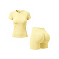 Yoga Set: Tummy-Control & Butt-Lifting Shorts with Slim-Fit Short-Sleeve Top