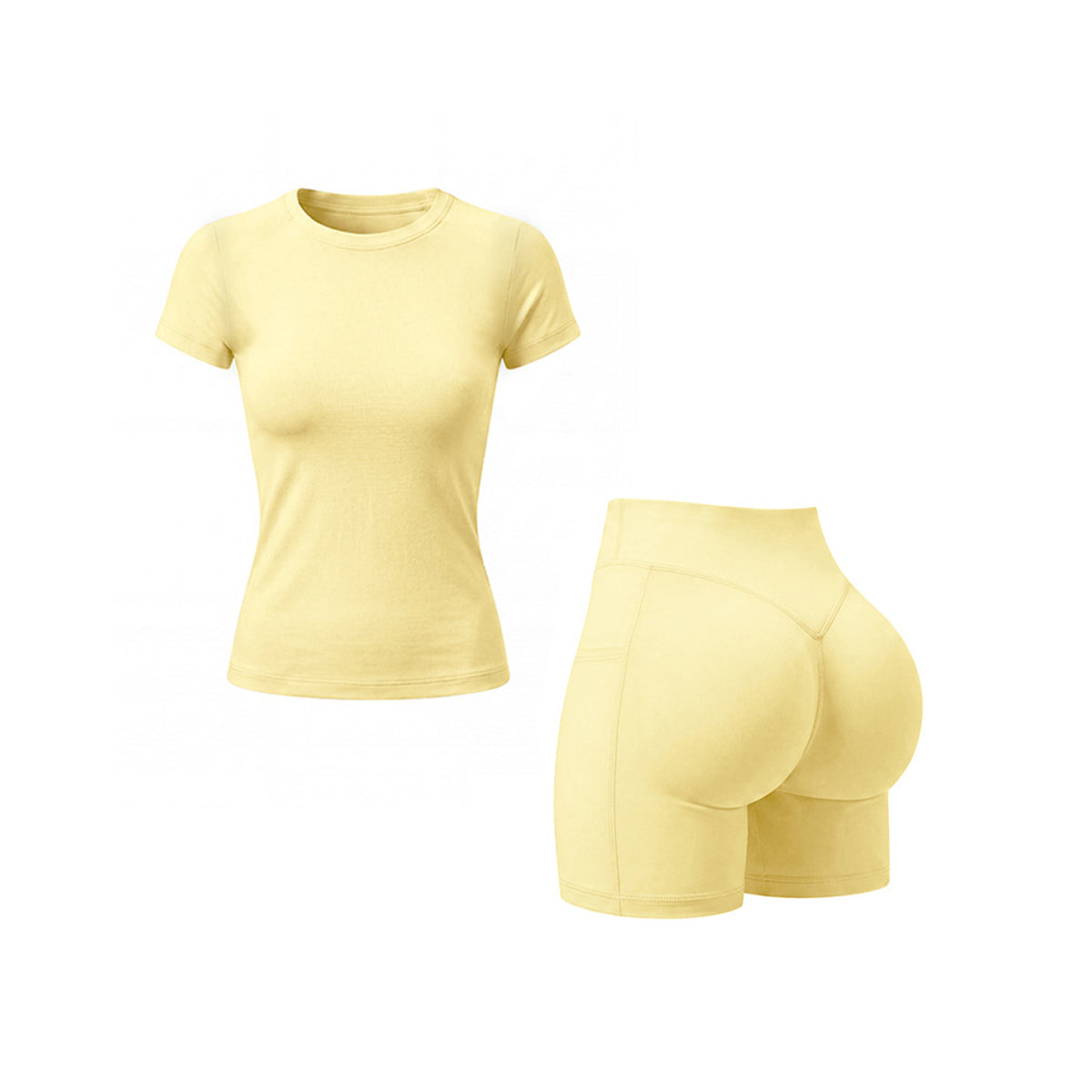 Yoga Set: Tummy-Control & Butt-Lifting Shorts with Slim-Fit Short-Sleeve Top