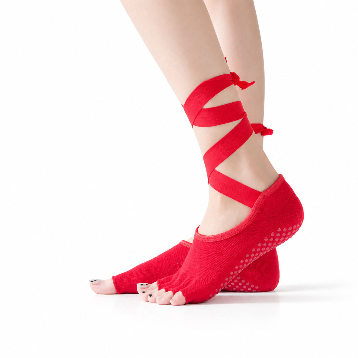 Professional Non-Slip Pilates Yoga Socks with Straps and Separate Toes