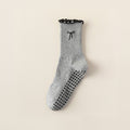Professional Non-Slip Mid-Calf Yoga & Pilates Socks with Lace, Bow, and Embroidery