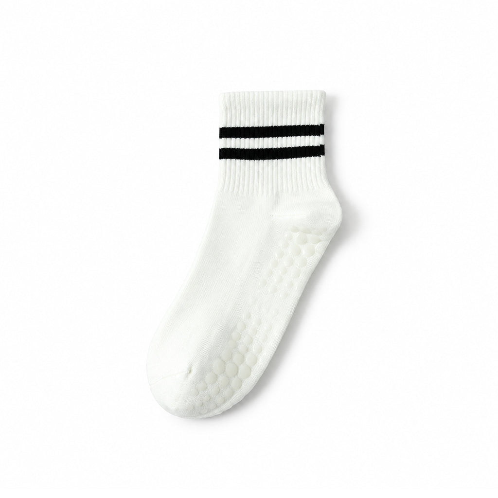 Professional Mid-Calf Cotton Yoga Socks – Non-Slip Silicone & Anti-Pilling